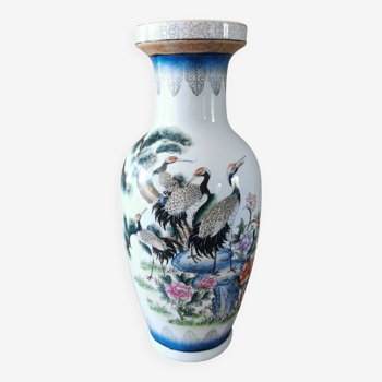 Vase vintage céramique décor asiatique