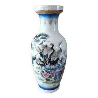 Vase vintage céramique décor asiatique