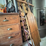 Ancienne luge américaine en bois vintage