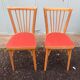 2 red Baumann bistro chairs