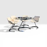Dining Room Set Scimitar Boris Tabacoff MMM 1970 | Glass and Chrome