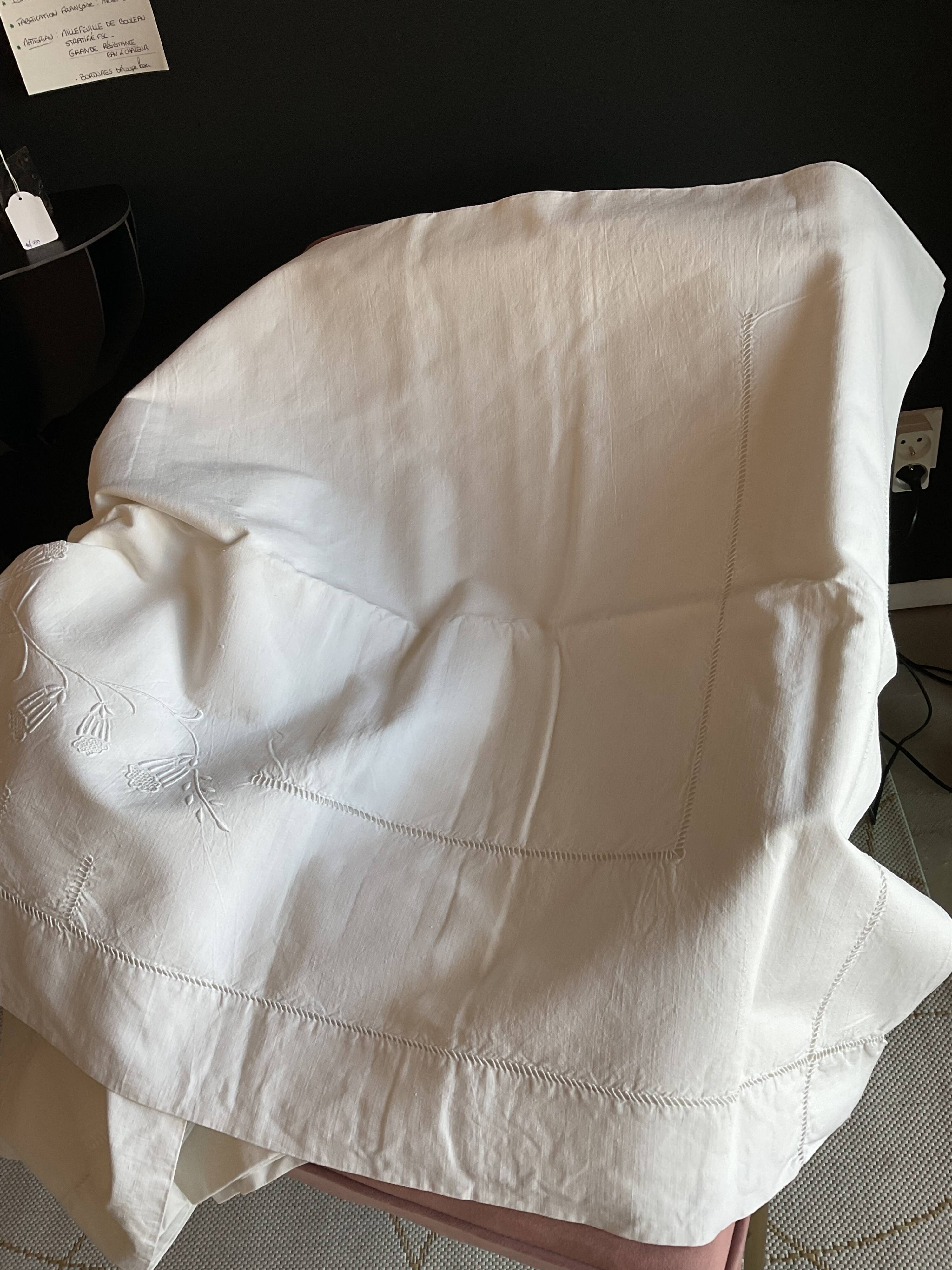 Old linen/cotton embroidered sheet