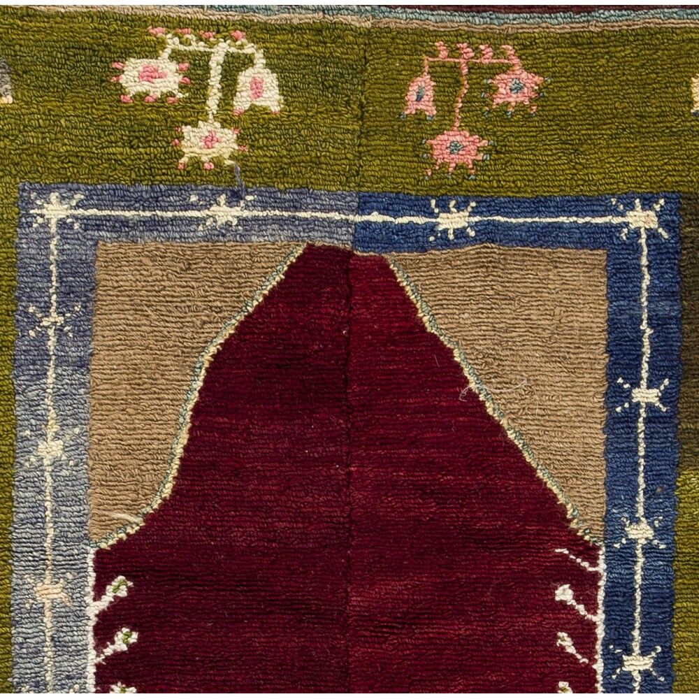 Vintage Handmade Turkish Tulu Rug with Archway Design. Traditional Prayer Rug. 100% Wool