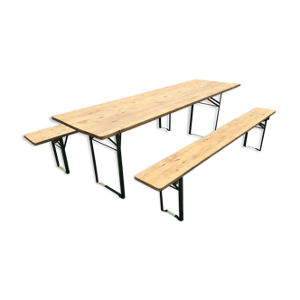 Guinguette table and its 2 benches