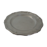 Plat de forme ronde en métal argenté poinçonné Christofle