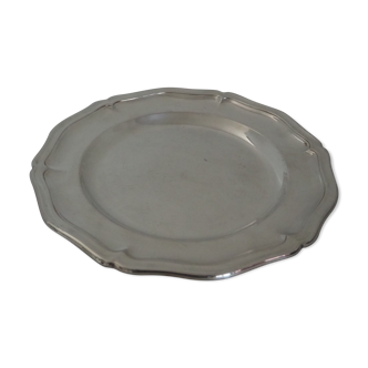 Round silver metal shape dish, punched Christofle