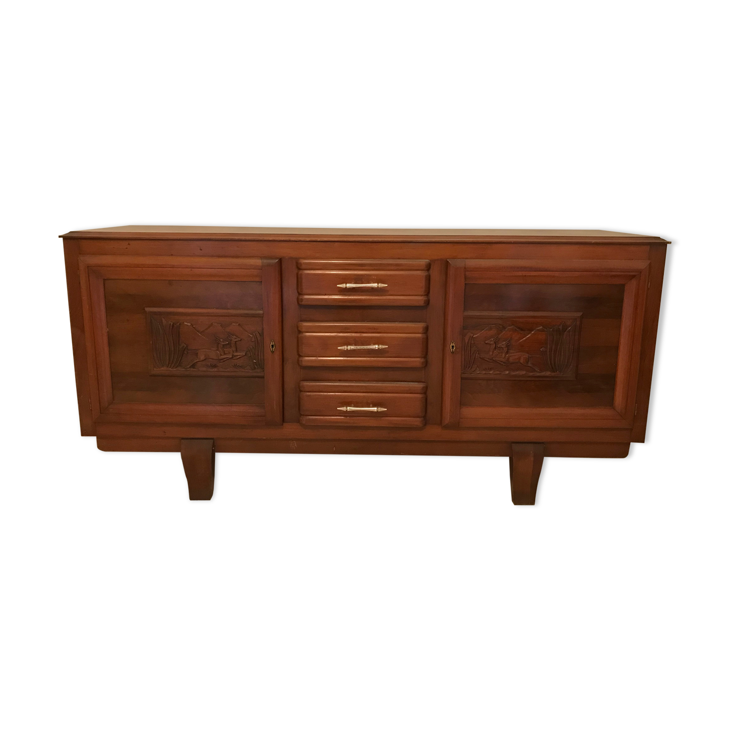 Bahut enfilade of the 1950s in solid wood