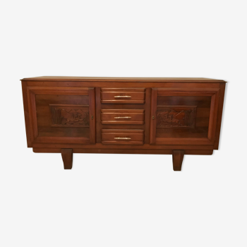Bahut enfilade of the 1950s in solid wood