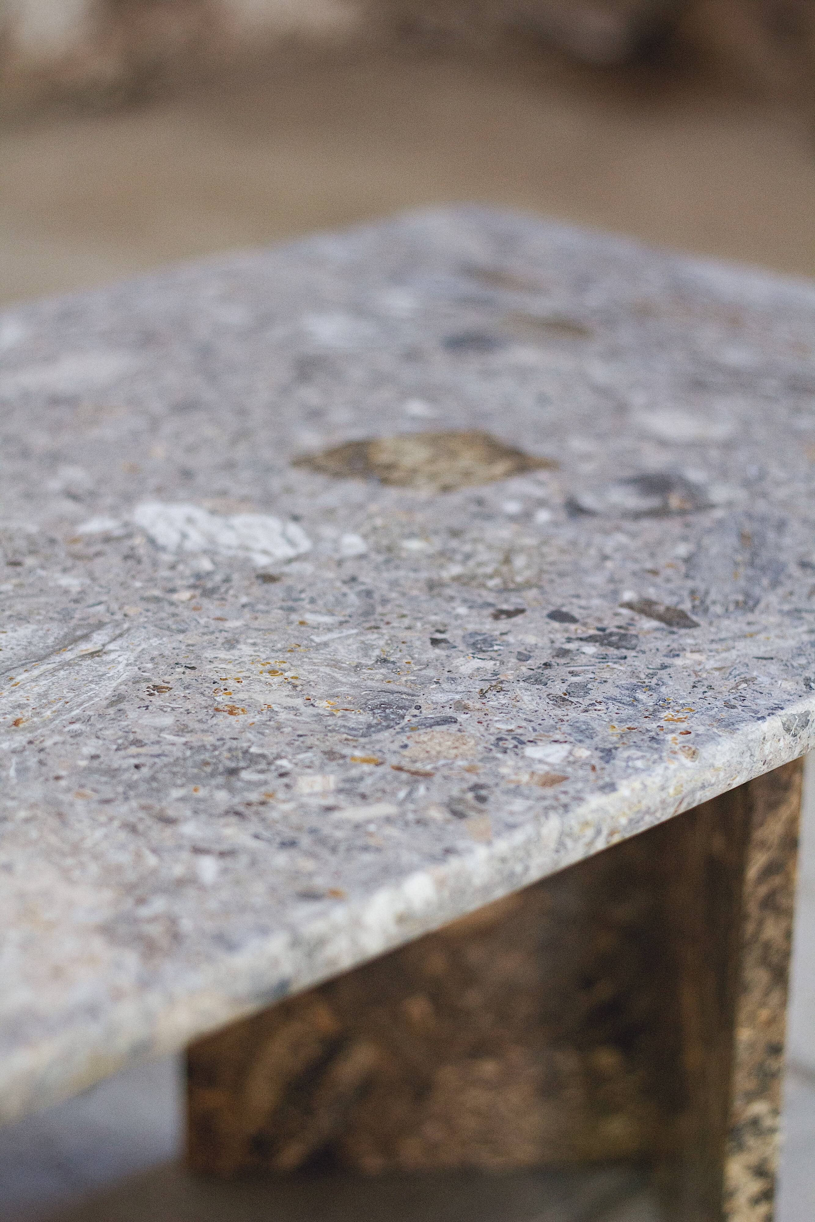 Travertine terrazzo coffee table, 1970