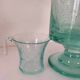 Service en verre soufflé bullé vert d'eau – Coupe sur pied, 5 tasses et louche