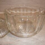 Sucrier de table en verre moulé transparent art déco