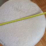 Round pouf in textured sheepskin, 44 cm