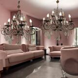 Large Macaroni Crystal Beaded Chandeliers Set of 2