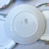 7 opaque porcelain dinner plates Digoin floral pattern 3984