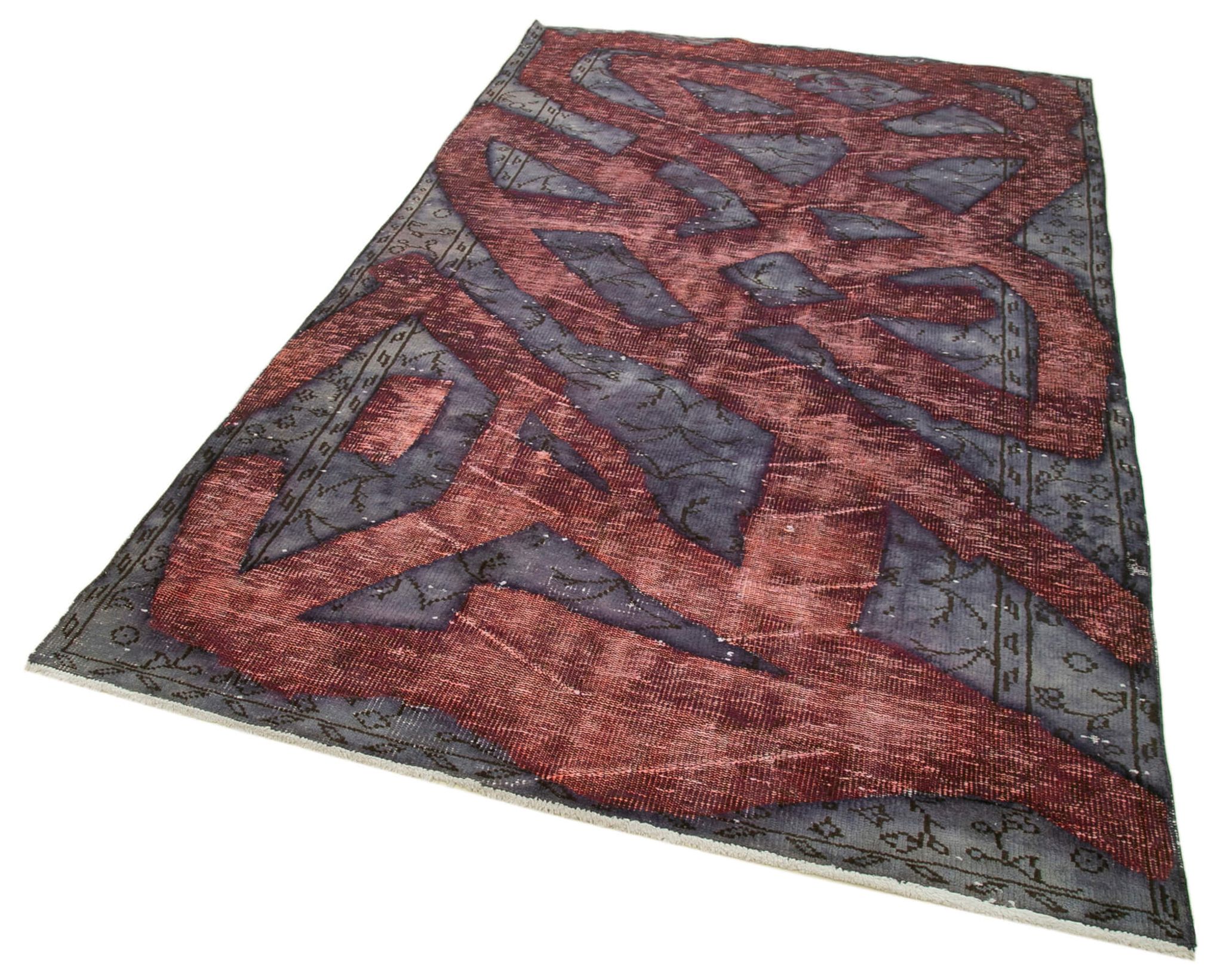 Hand-knotted hi-low pile oriental 1980s 157 cm x 264 cm purple carpet