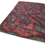 Hand-knotted hi-low pile oriental 1980s 157 cm x 264 cm purple carpet