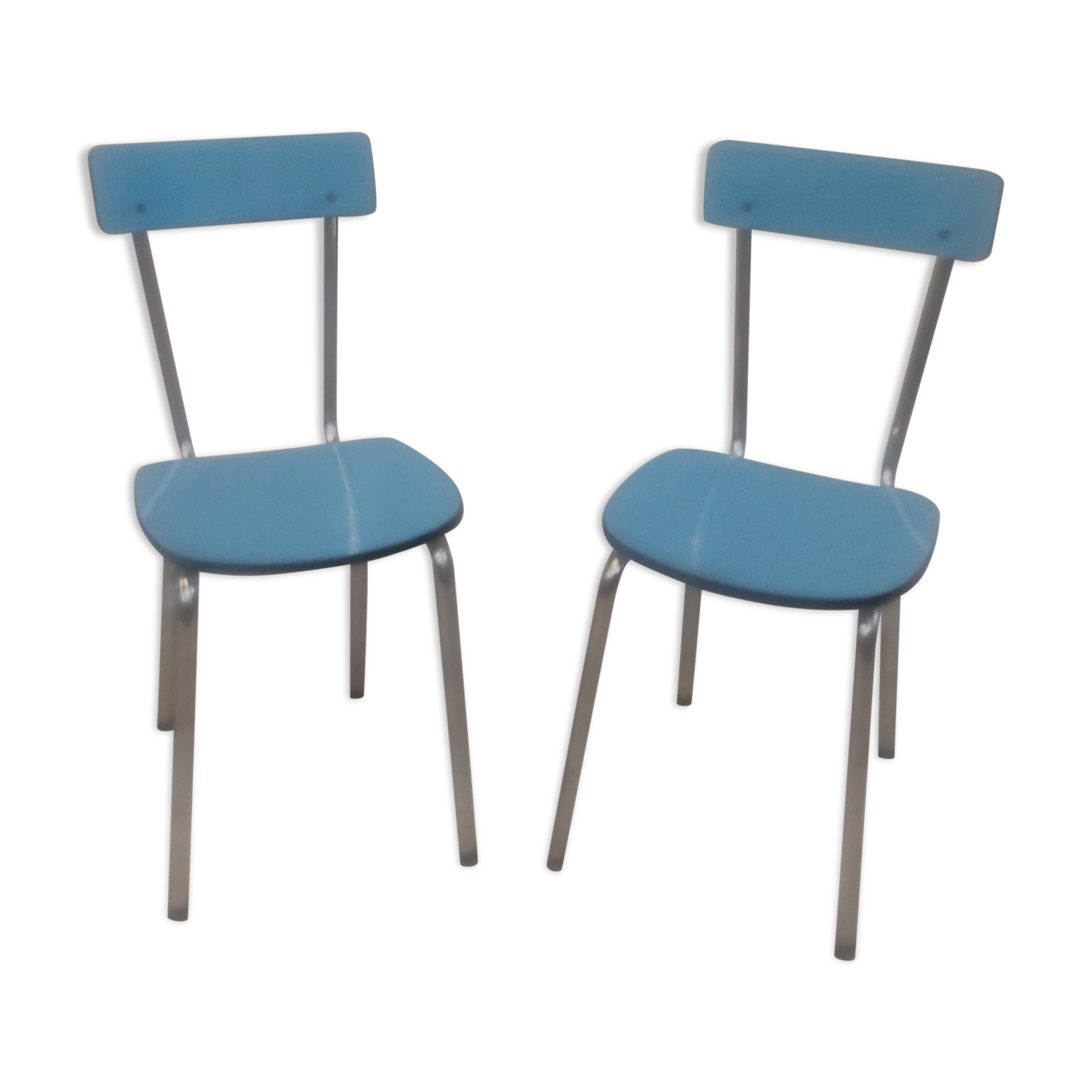 Paire de chaises formica bleu