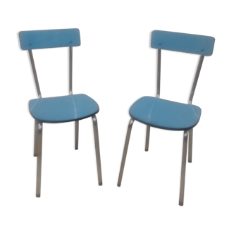 Paire de chaises formica bleu
