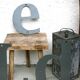 Lettre industrielle vintage métal D