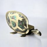 Abalone shell & alpaca silver turtle box, Mexico, 1970s