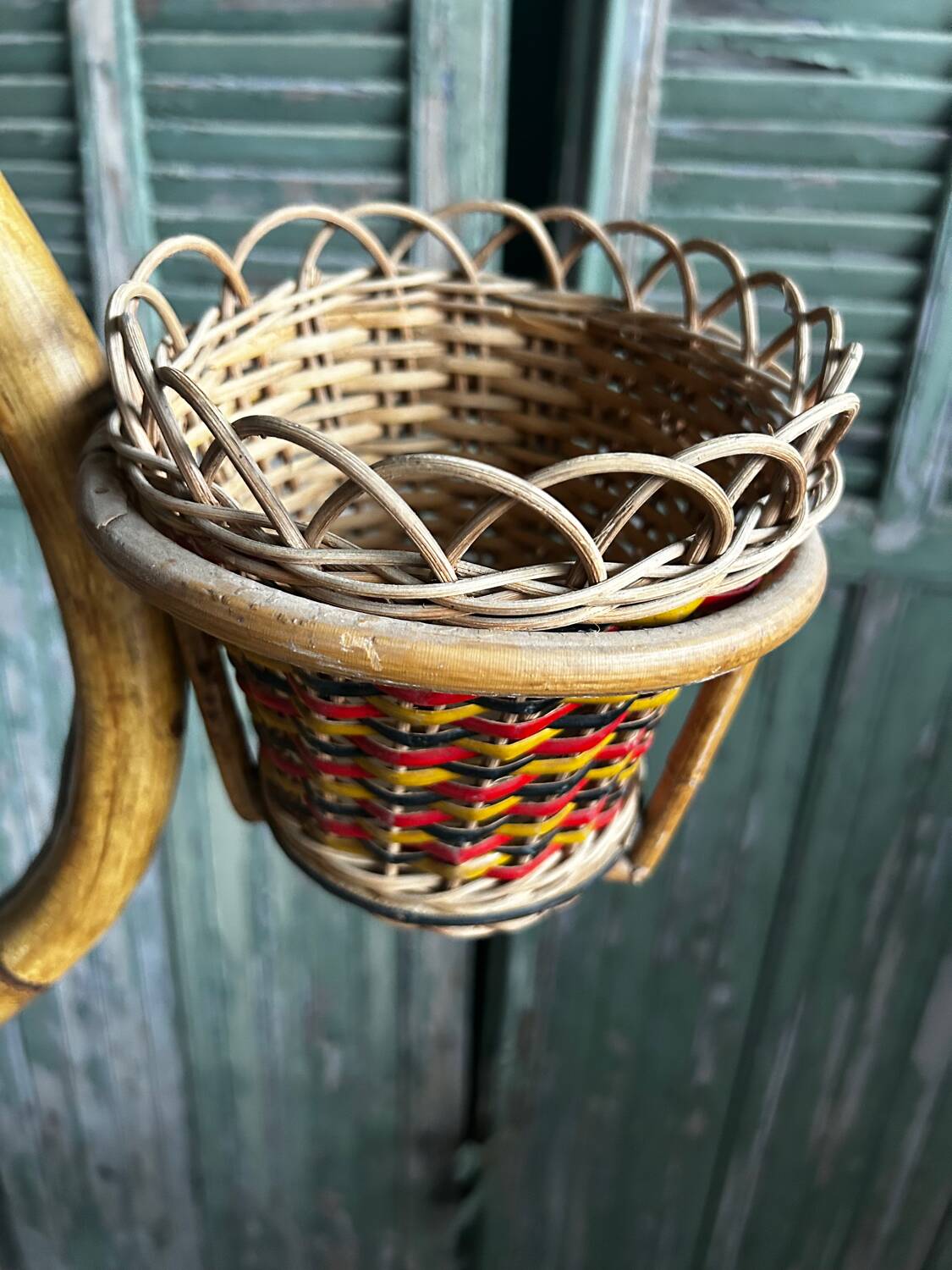 1960s rattan floor lamp – 3-in-1