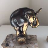 Paire de serres livres art déco éléphants Franjou