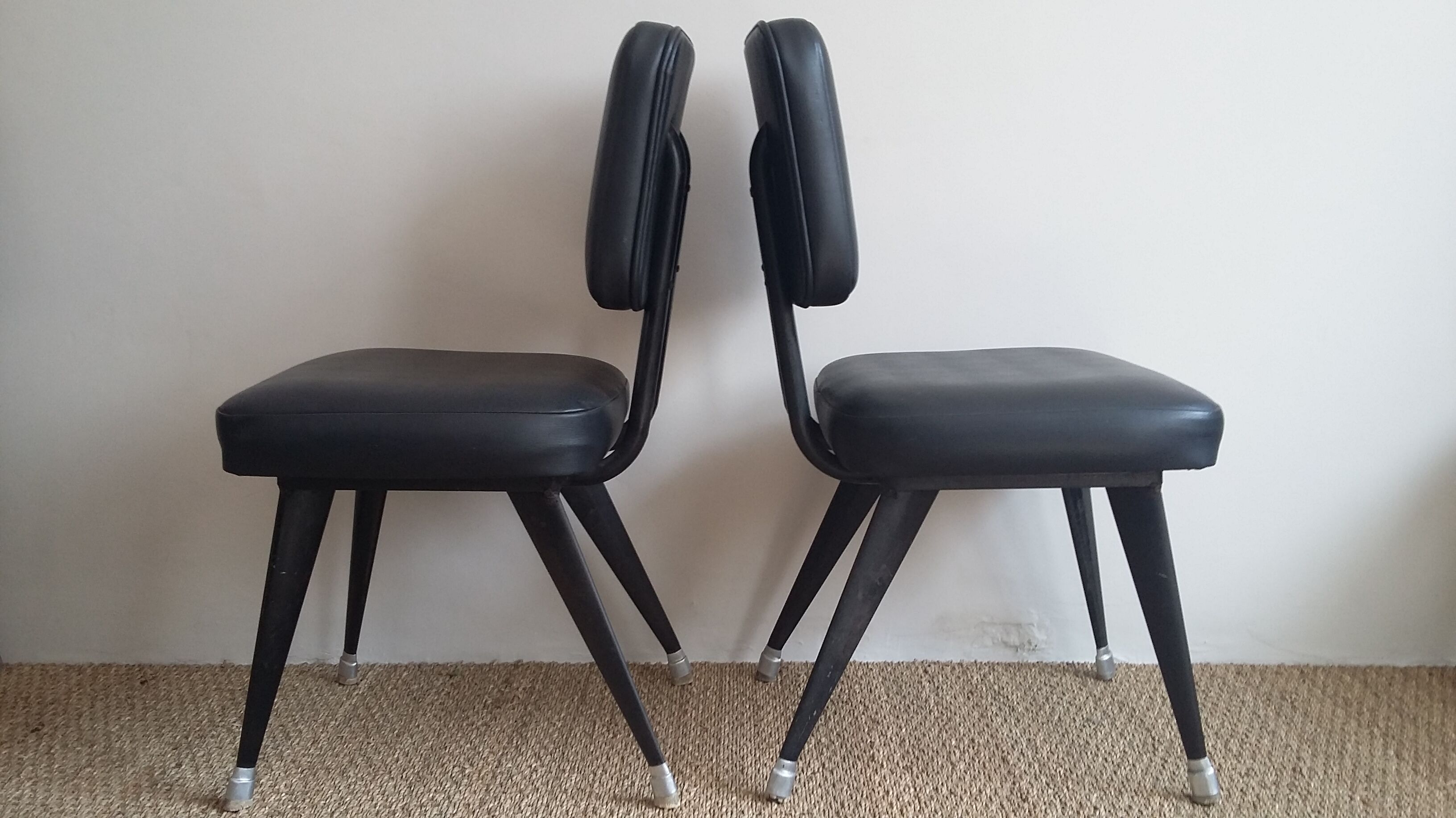 Set of 5 black industrial chairs - 1960s