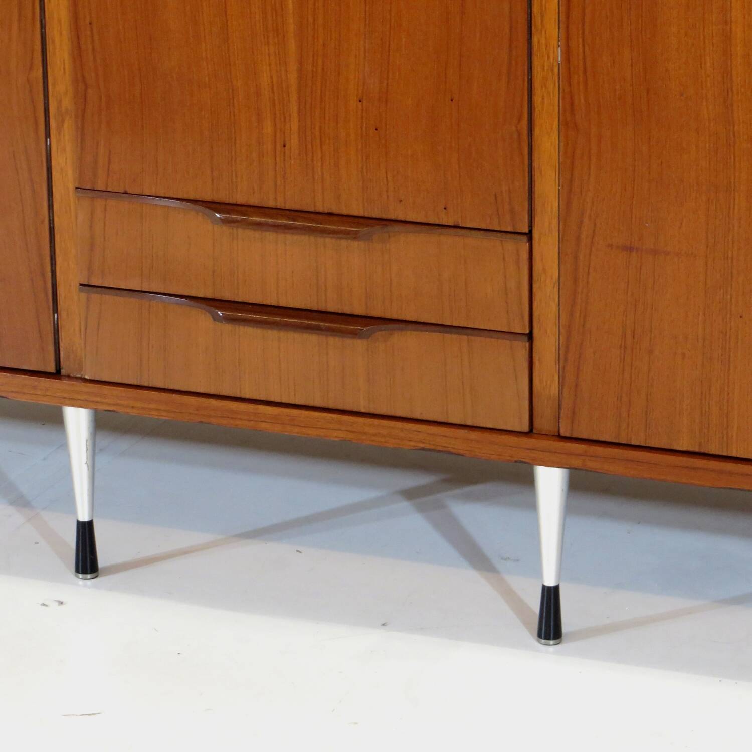 XL Vintage mid century modern 5-door wardrobe in teak, Italian style 1960s