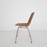 Chaise en rotin et métal, Pays-Bas, années 1960