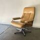 Mid-Century Scandinavian Leather Reclining Lounge Chair Chrome frame 1960s-