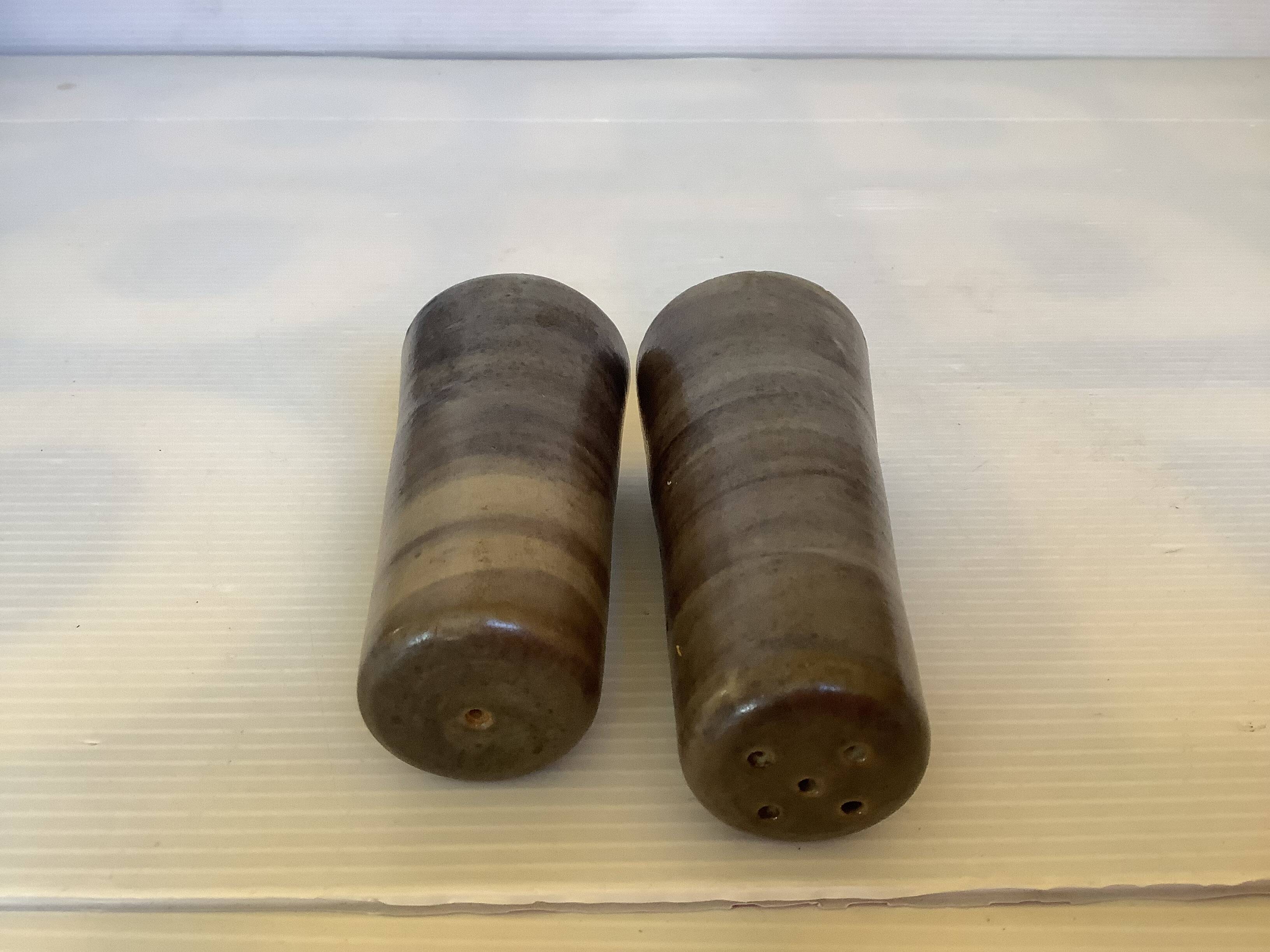 Brown ceramic salt and pepper