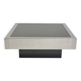 Willy Rizzo style black and chrome coffee table