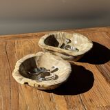 Round beige petrified wood bowl D21- 3780