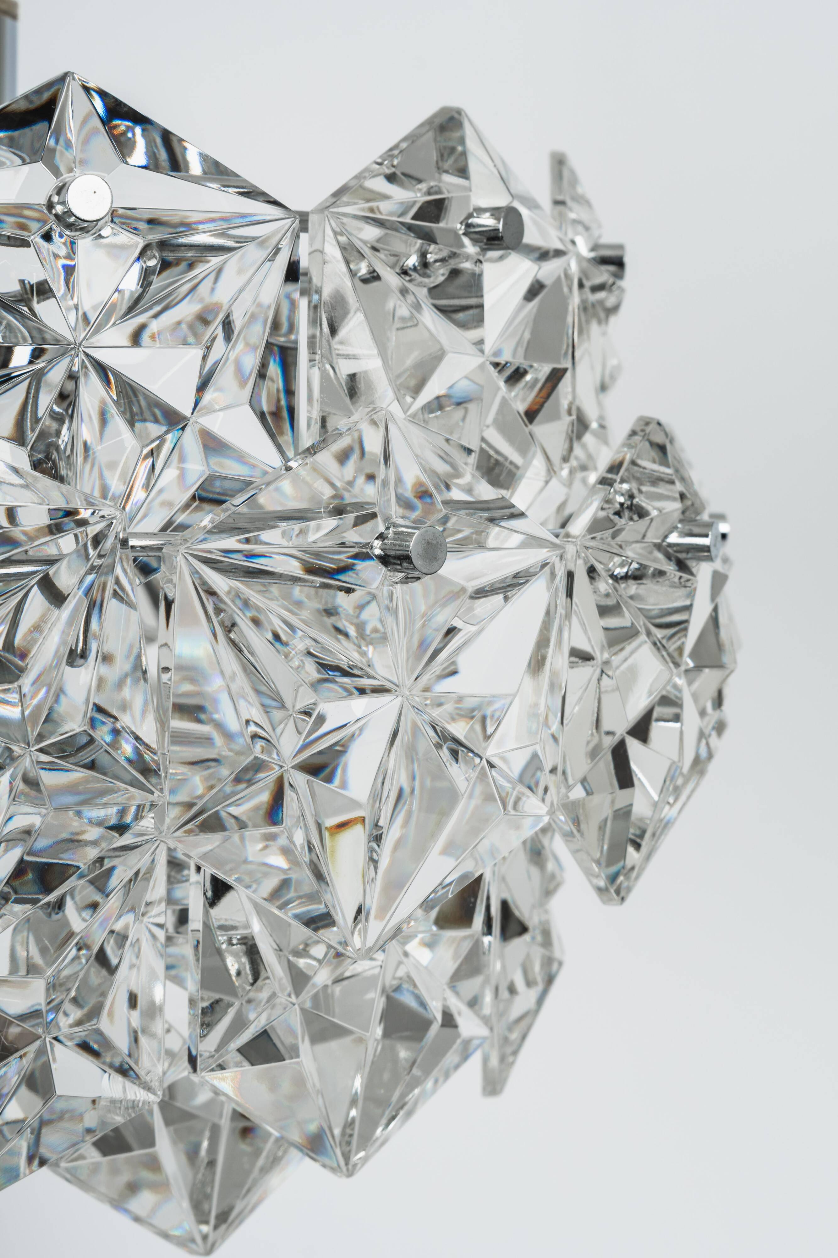 Small and Superb Pendant, Chrome and Crystal Glass by Kinkeldey, Germany, 1970