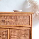 Vintage rattan sideboard from the 1970s.