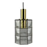 60s 70s ceiling lamp Glashütte Limburg Germany glass & brass Space Age