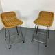 Tabourets Vintage en Acier et Rotin Dirk Van Sliedregt, 1960s, Set de 2