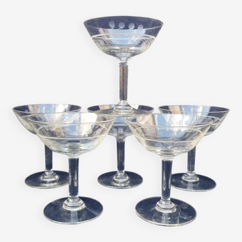 7 champagne glasses chiseled frieze glass