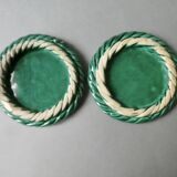 2 slip coasters, mistletoe decor, 70s