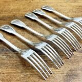6 Ercuis Filet Chinon table forks in silver metal