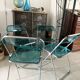Set of 4 blue Plia folding chairs by Castelli