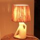 White ceramic lamp, raffia lampshade, 1950s