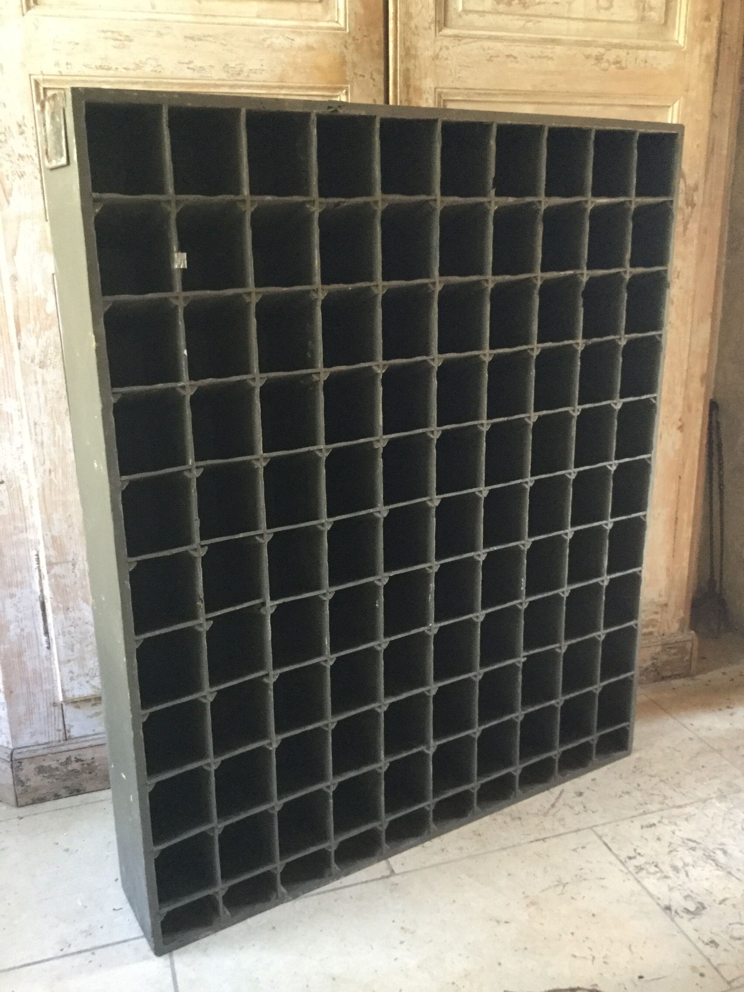 Old wooden shelf door bottle
