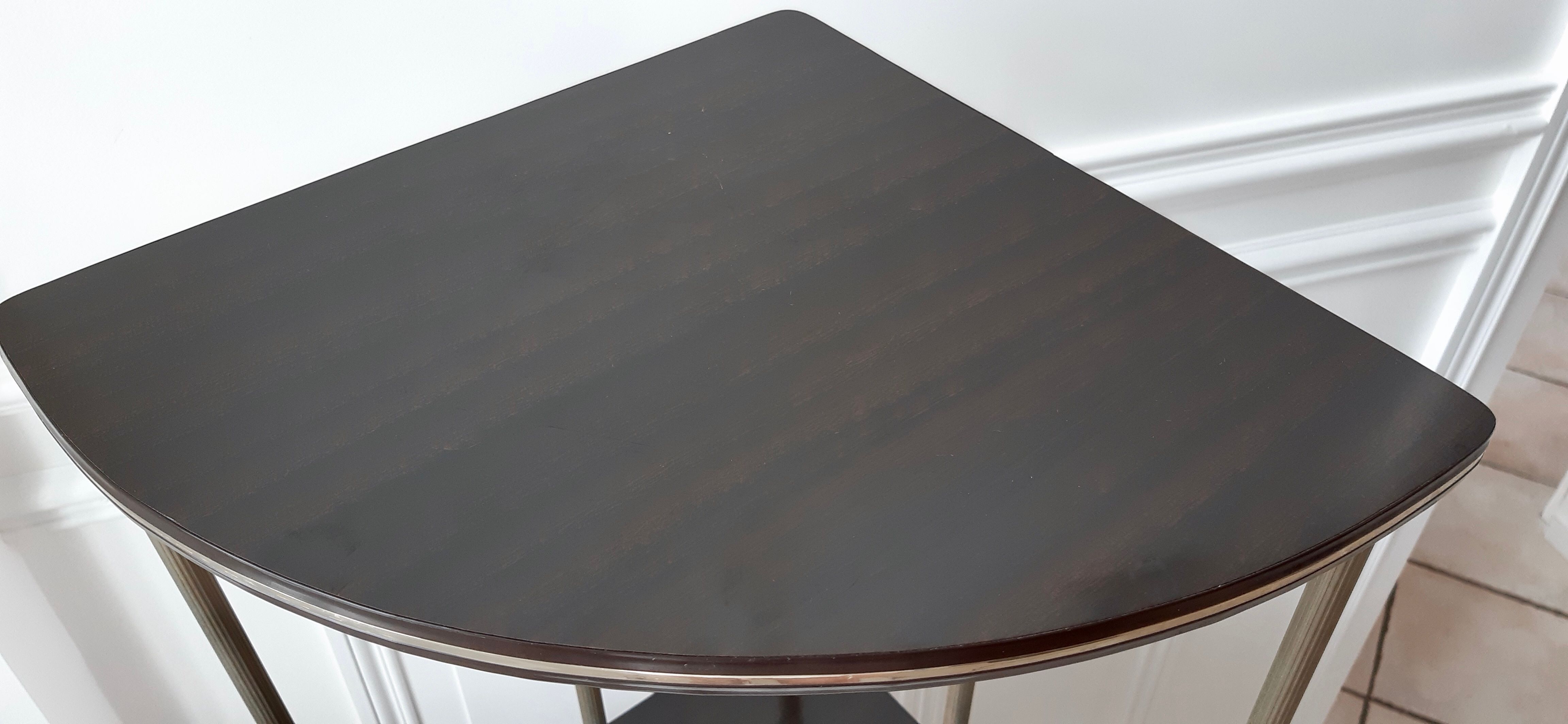 Shelf in brown formica and gold steel 70s