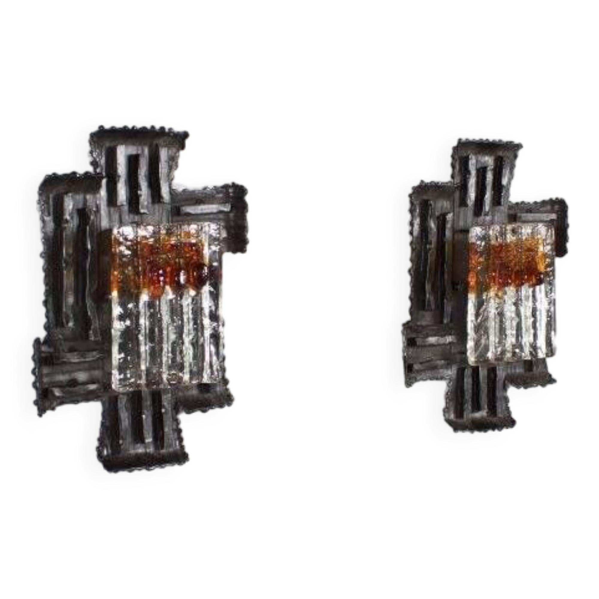 Pair of Swedish Brutalist Sconces by Tom Ahlström and Hans Ehrich, 1970s