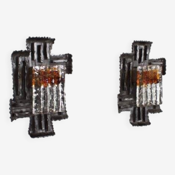 Pair of Swedish Brutalist Sconces by Tom Ahlström and Hans Ehrich, 1970s