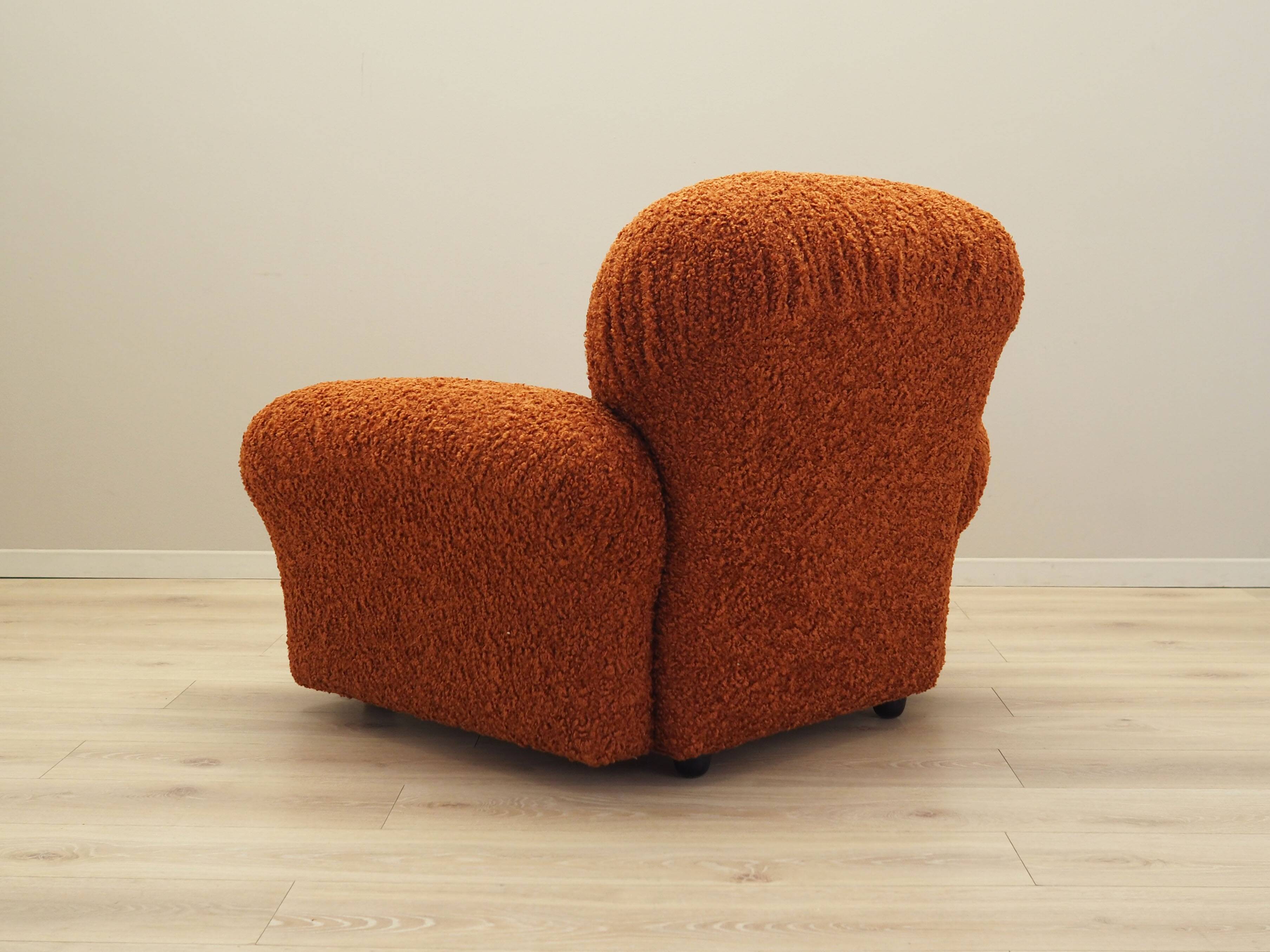 Orange armchair, Italian design, 1970s, production: Italy