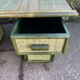 Large green rattan desk