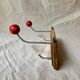 Vintage coat rack - double coat hook - red wooden balls