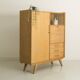 Oak desk cabinet with wardrobe space and fully pickled showcase, circa 60
